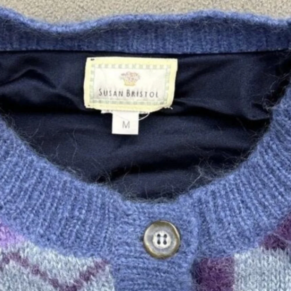 Vintage 1991 Susan Bristol Mohair Blend Whimasical Quirky Scandi Girl Cardigan - Picture 4 of 10